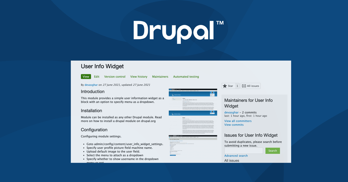 User Info Widget Drupal's module