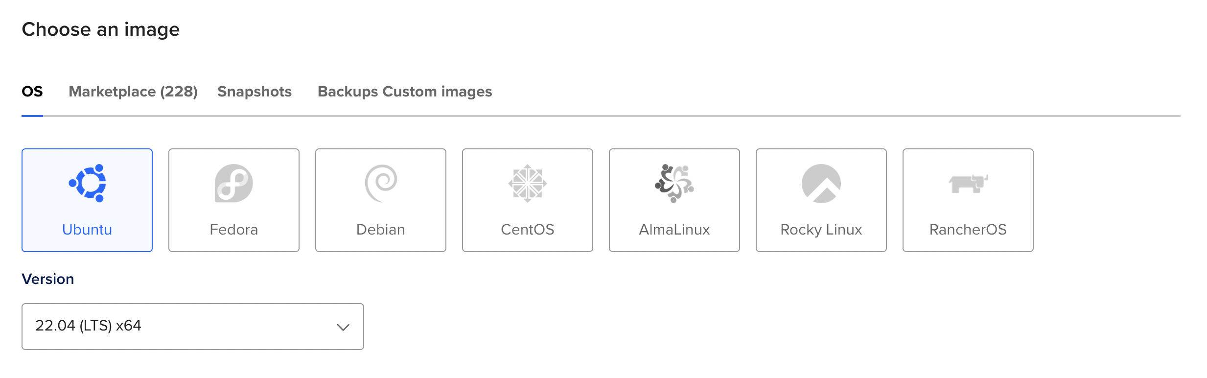 Choosing image for the Digital Ocean Droplet